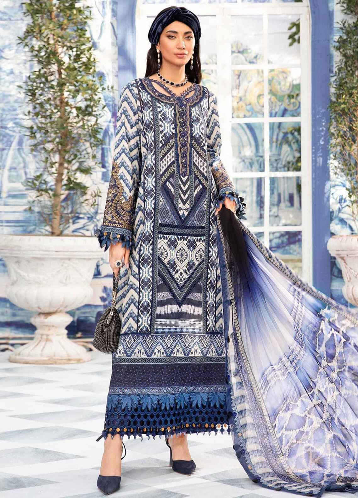 Embroidered Lawn 3 Piece Unstitched Suit D1583 MBL-MPT-2208-B-24- Summer Collection