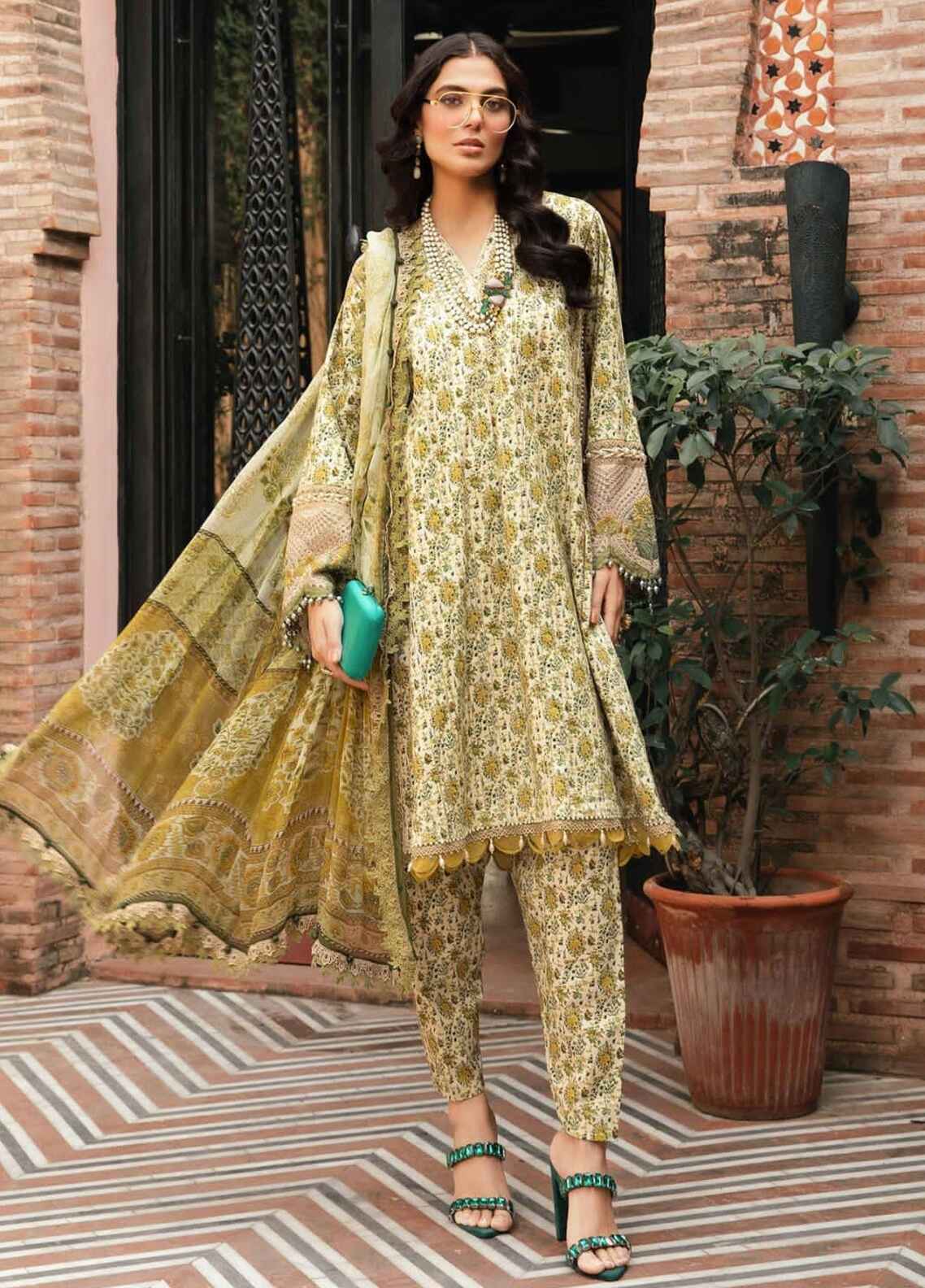 Embroidered Lawn 3 Piece Unstitched Suit D1574 MBL-MPT-2207-A-24 - Summer Collection