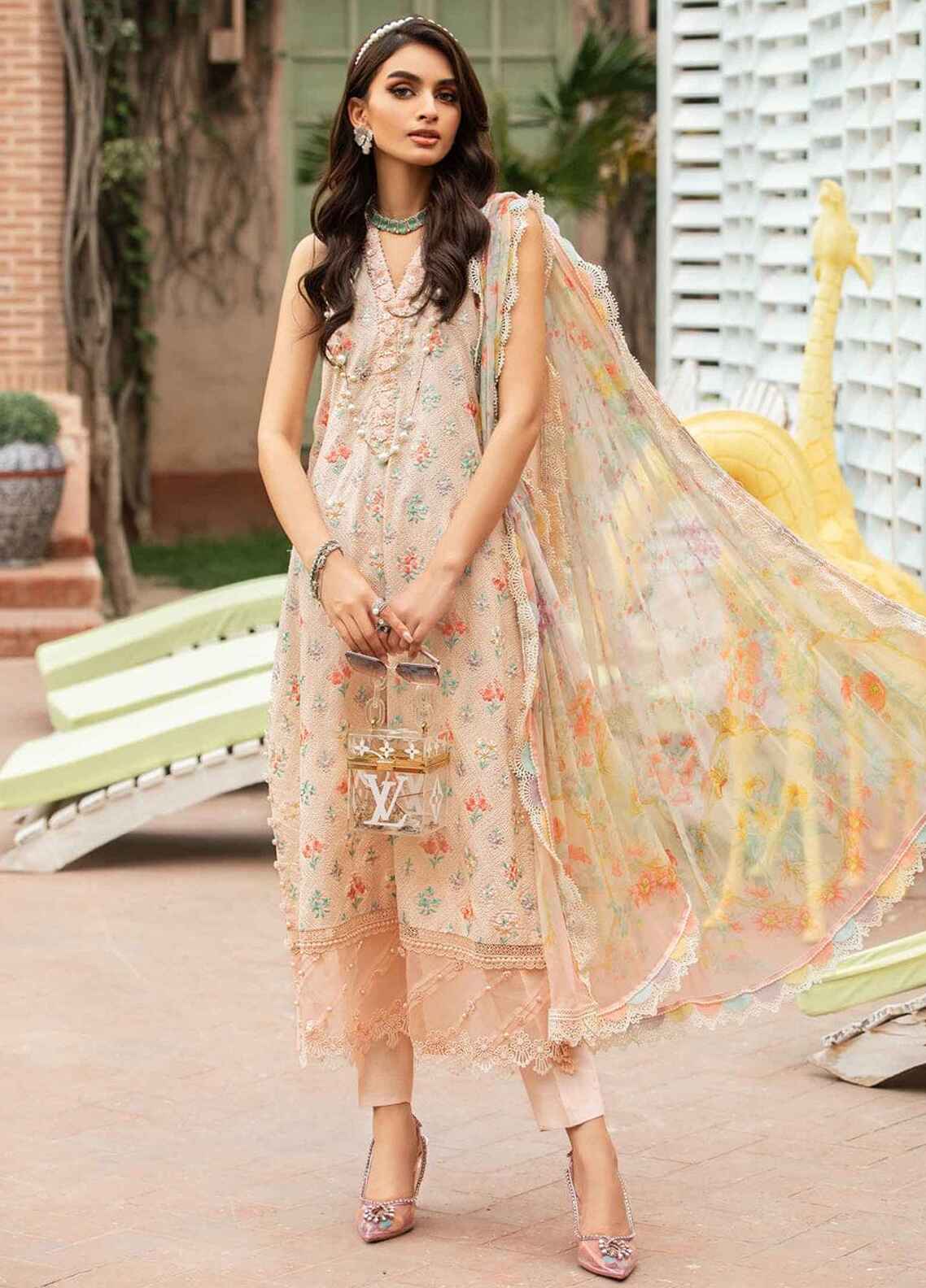 Embroidered Lawn 3 Piece Unstitched Suit D1579 MBL-MPT-2203-B-24 - Summer Collection