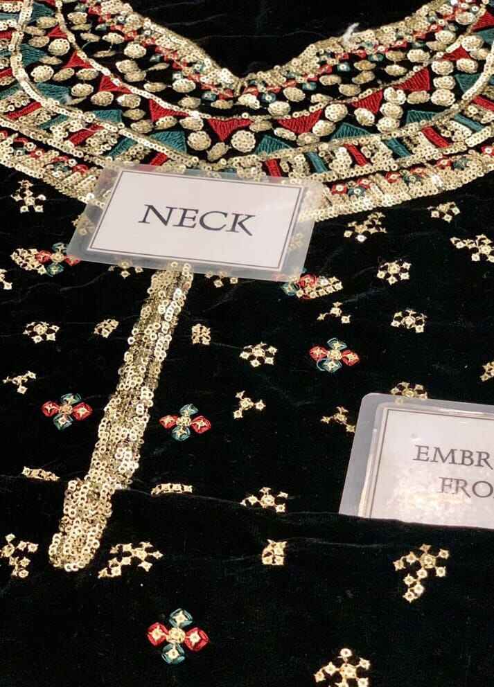 Embroidered Unstitched 3 Piece Velvet Suit D1639 JV-VF-2037 - Party Wear