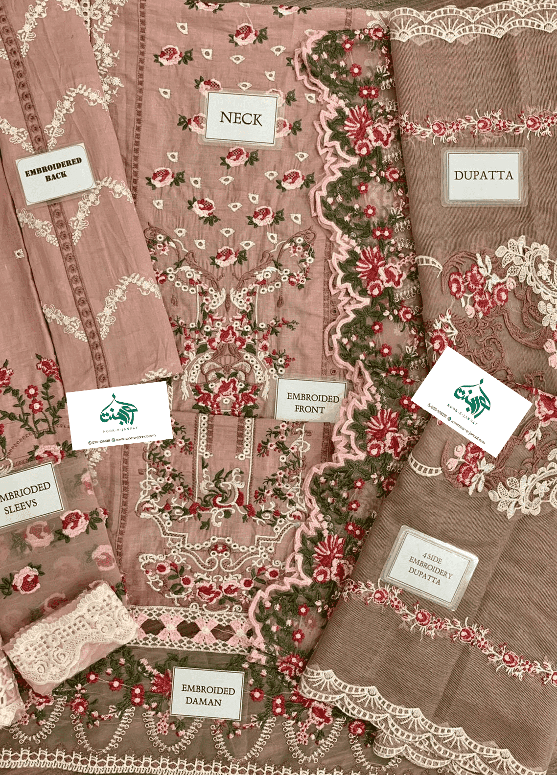 Luxury Embroidered Lawn Suit 3 Piece Unstitched  D1035-D03-A-MY-PINK-22-Summer Collection