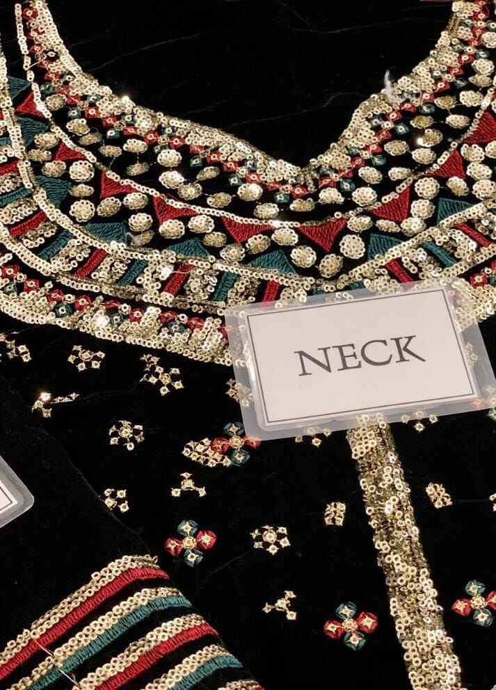 Embroidered Unstitched 3 Piece Velvet Suit D1639 JV-VF-2037 - Party Wear