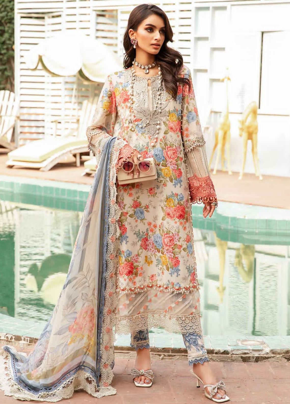 Embroidered Lawn 3 Piece Unstitched Suit D1584 MBL-MPT-2204-A-24-Summer Collection