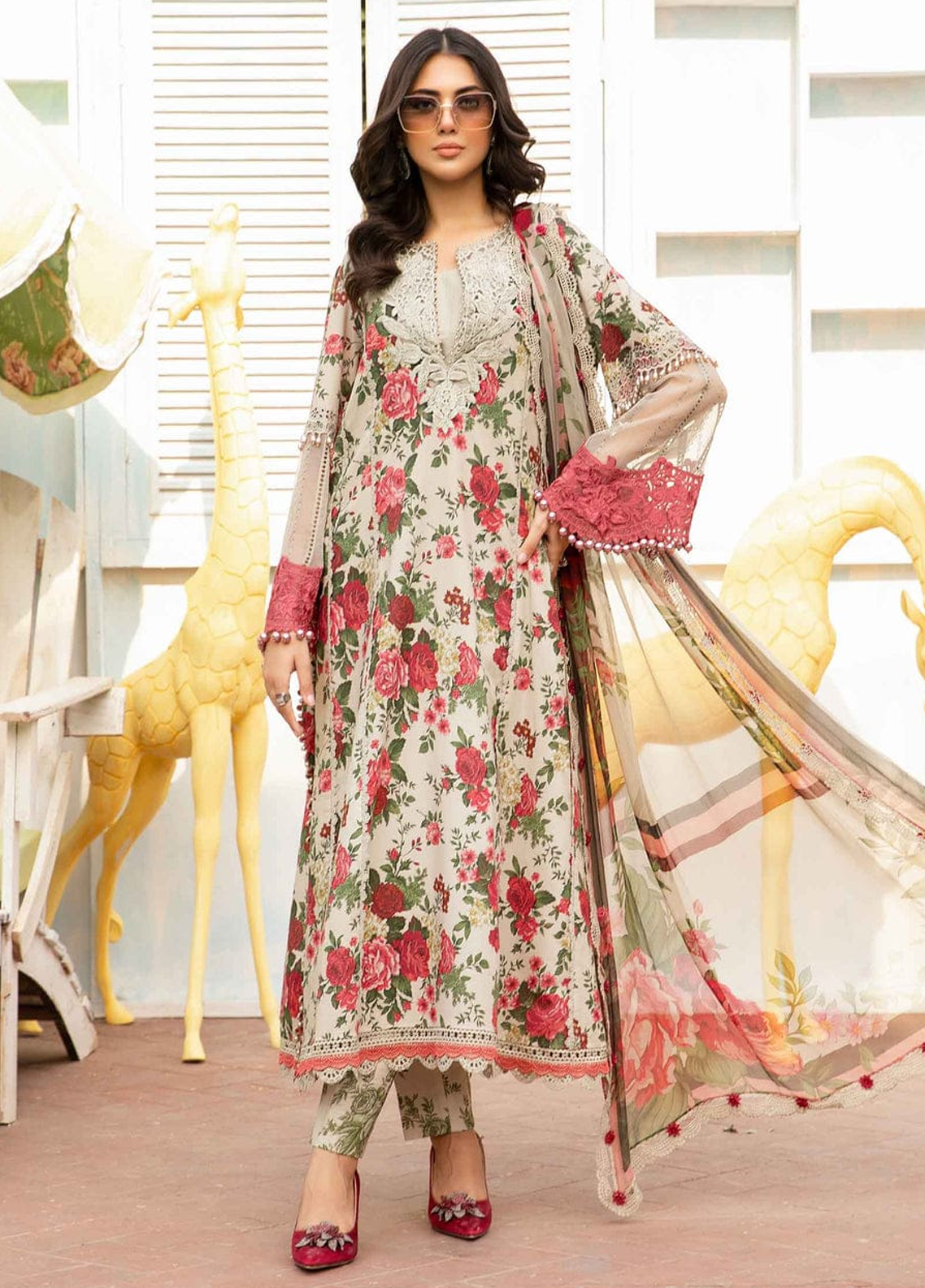 Embroidered Lawn 3 Piece Unstitched Suit D1585 MBL-MPT-2204-B-24-Summer Collection